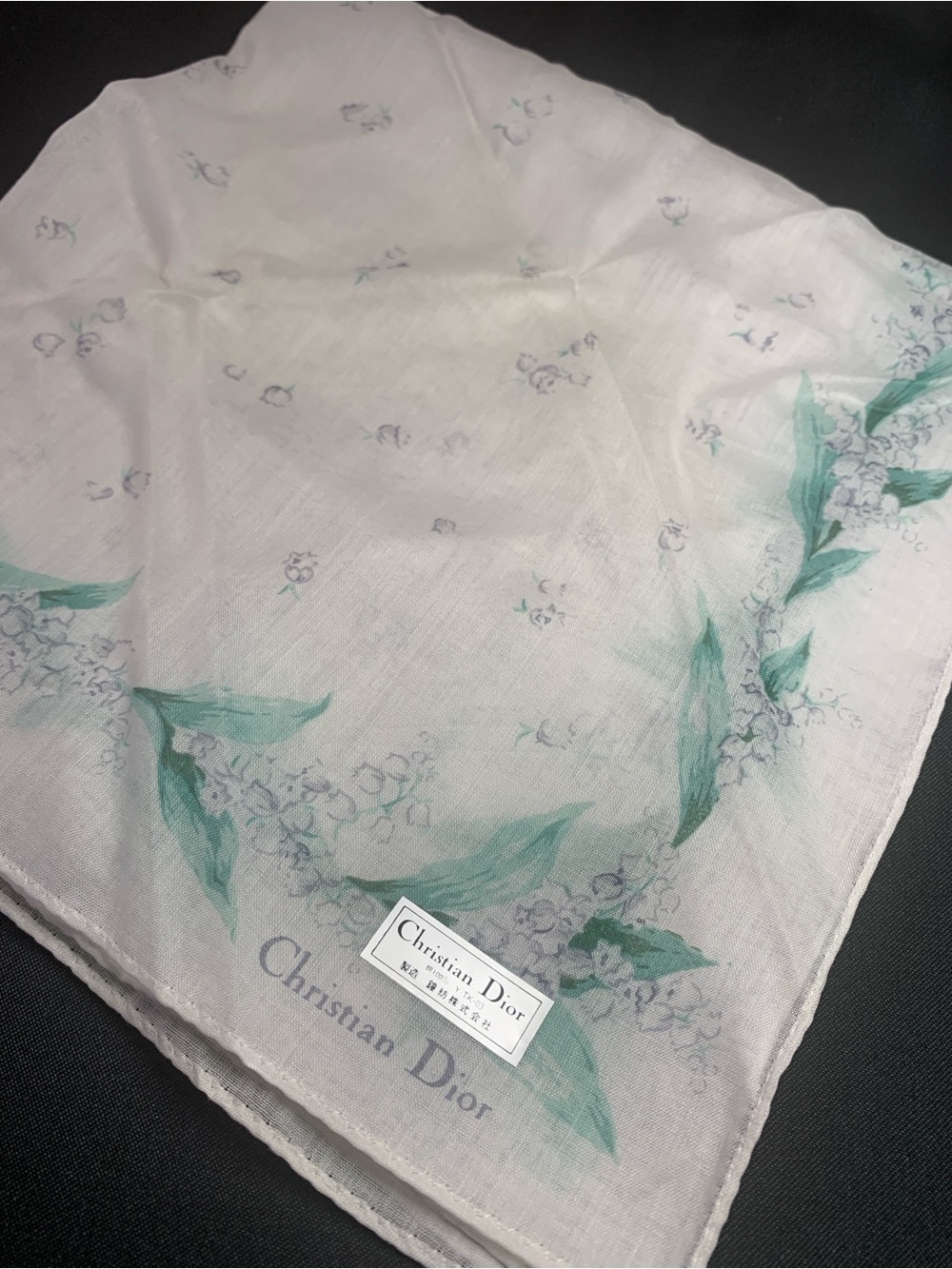 Dior Floral Mini Scarf in White and Green - Picture 16 of 16
